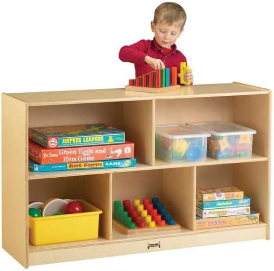 Jonti-Craft Low Single Mobile Storage Unit Shelves, 29.5 x 48 x 15 in,Yellow
