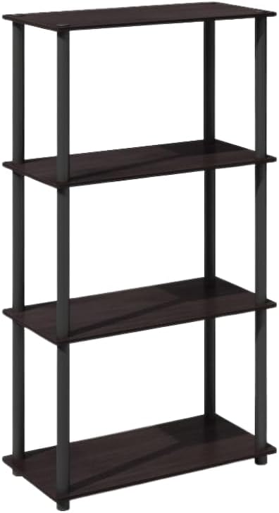 Furnifact Dark Walnut Bookcase with Sturdy Wood Construction, Spacious Storage, Elegant Design, Suitable for Living Room, Office, or Bedroom Use