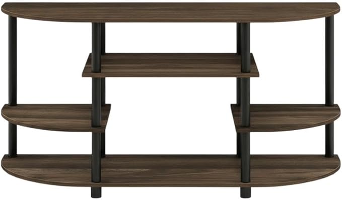 Furnifact Walnut/Black TV Stand, Modern Design, Easy Assembly, Durable Composite Wood and Plastic, for Living Room, Entertainment Center
