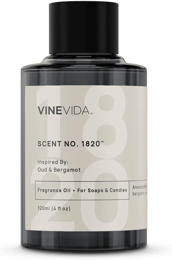 VINEVIDA [120mL] Oud & Bergamot Fragrance Oil for Candle Making - Natural Candle Oil Scents - Soap Making Essential Oil - Made in USA