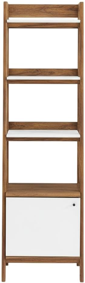 Furnifact Walnut White 21-Inch Bookshelf, Sturdy Construction, Elegant Finish, Living Room or Bedroom Storage, Modern Design, Durable Material