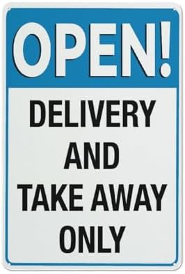 Metal Wall Art Decor Open Delivery And Take Away Only Aluminum Sign Fade Resistant Easy Mounting Indoor/Outdoor Use Sign 12X8 Inch
