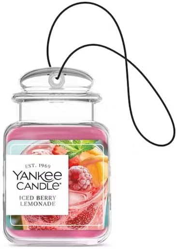 Yankee Candle Paper Car Jar, Iced Berry Lemonade, Hanging Air Freshener Odor Neutralizer for Vehicles and Small Spaces, Long Lasting Authentic Fragrance, 1 CT (Pack of 6)