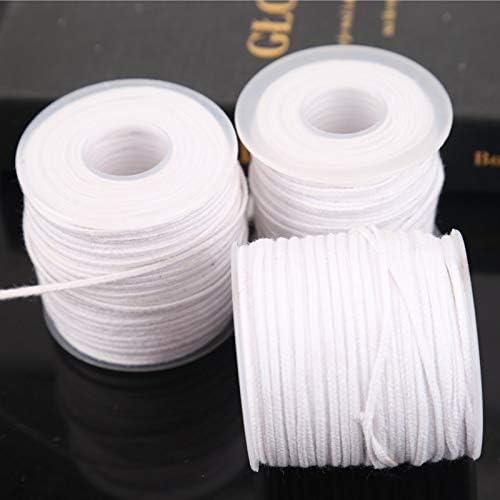 Candle Wicks Bulk 24 Ply 1.9mm #24ply/ft Braided Cotton Wick Spool 200 ft 66 Yards White Woven Wix Candle Wicks for Candle Making
