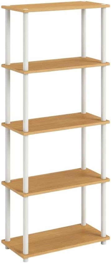 Furnifact Beech White Bookcase with Sturdy Wood Construction, Elegant Design, Ideal for Home or Office Storage, Modern Style