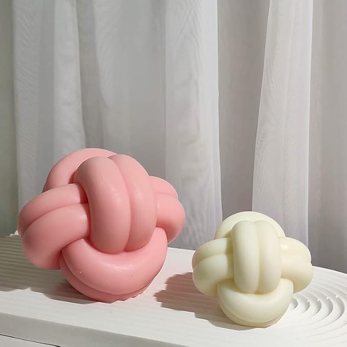2 Pcs Large Knot Candle Molds Spiral Tie Rope Ball Twisted Knitted Silicone Gypsum Aromatherapy Molds(4.72in+3.14in) (TOPYS -20230115-2pcs)
