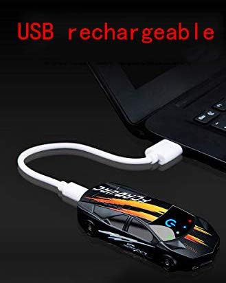 Dual Arc Plasma Lighter - Windproof, Touch-Start with LED Light, USB Rechargeable, Car Shape, Novelty Electric Lighter (Black)