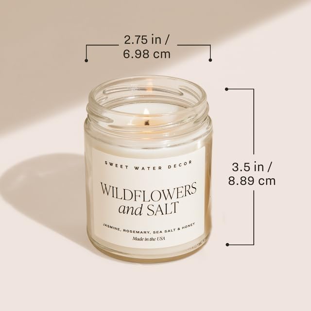 Sweet Water Decor Something Blue Wedding Candle, Non-Toxic Soy Wax, Leather, Iris, and Sandalwood Scent for Relaxation, Gift for Bride, 40 Hours Burn Time - 9oz Gold Lid, Clear Jar