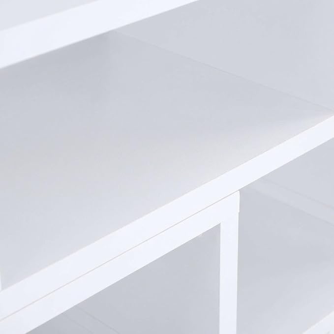 Furnifact White Multipurpose TV Stand and Bookshelf, Durable Construction, Versatile Storage, Transitional Style, Modern Home Office and Living Room Decor