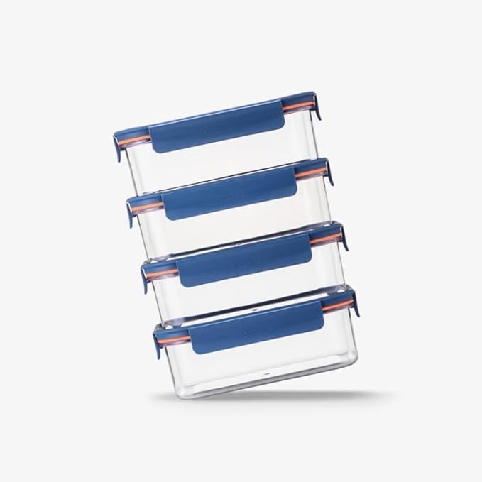 LocknLock LBF452RS4N Modular Plus Food Storage Container,8 set (4 containers & 4 Lids)- Navy
