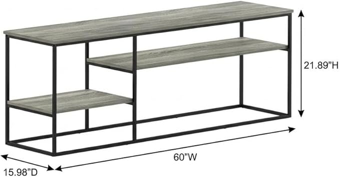 Furnifact Grey French Oak TV Stand for 65 Inch TVs, Modern Wooden Media Console, Durable Construction, Versatile Storage, Contemporary Living Room Style
