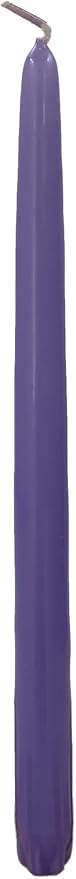D'light Online Elegant Unscented 12" Pale Lavender Taper Candles Premium Quality Hand-Dipped Tapered Candles, Dripless and Smokeless - Set of 12 Individually Wrapped (12 Inch, Pale Lavender)