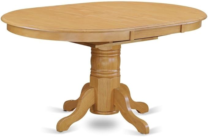 Furnifact Oval Dining Table – Extendable Round Pedestal Kitchen Table with Solid Wood Construction, Perfect for Dining Room, Classic Oak Finish