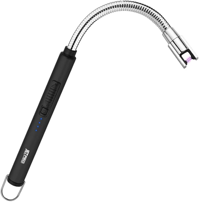 Candle Lighters USB Rechargeable Arc Electric Lighter with 360° Flexible Neck for Candle BBQ Camping (Black)