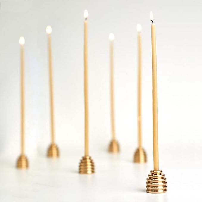 Pure Beeswax Candles, 7.3" Decorative Thin Taper Candles,Honey Scented, Dripless, Smokeless, 40min Burn Time for Birthday, Dinner, Prayer, Church, Hanukkah, Christmas (Yellow, 50 pcs)