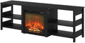 Furnifact Americano Wood TV Stand with Fireplace, Modern Design, Sturdy Construction, Spacious Storage, 70-Inch Wide, Living Room Entertainment Center