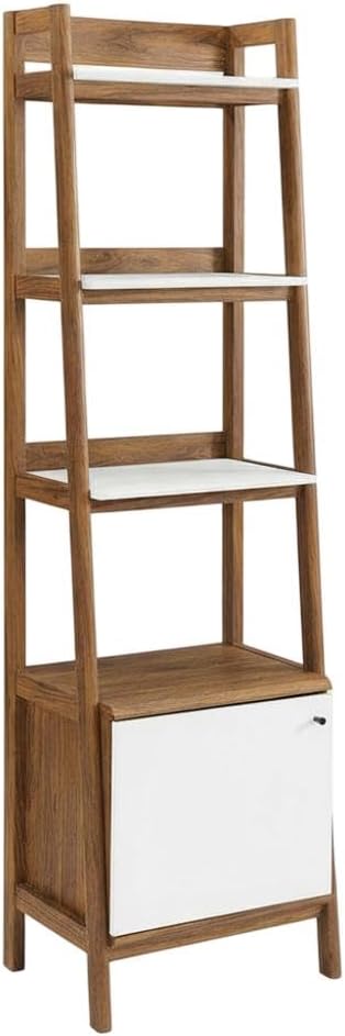 Furnifact Walnut White 21-Inch Bookshelf, Sturdy Construction, Elegant Finish, Living Room or Bedroom Storage, Modern Design, Durable Material