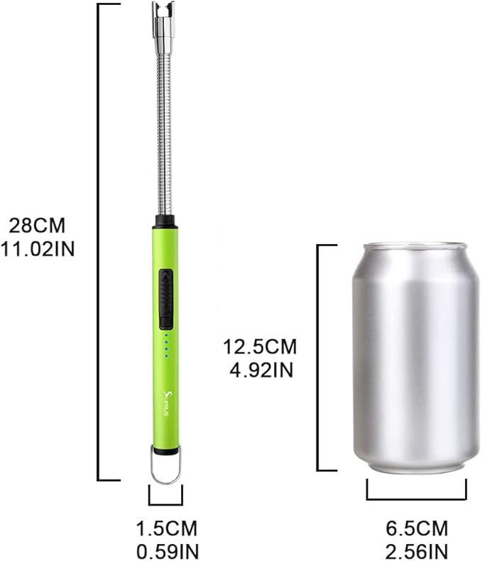 SUPRUS Fluorescent Lighter Glows in The Dark 360°Flexible Neck USB Rechargeable Windproof Triple Safety for Candle Cooking BBQ in Party (Yellow)