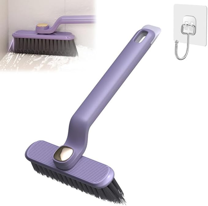 Multi-Function Rotating Crevice Cleaning Brush, 360 Degree Rotating No Dead Corners Hard Bristle Crevice Gap Brush Tool for Bathroom Household Kitchen (Purple 1pcs)