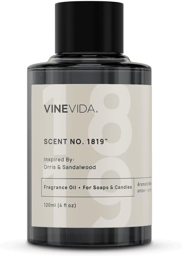 VINEVIDA [120mL] Orris & Sandalwood Fragrance Oil for Candle Making - Natural Candle Oil Scents - Soap Making Essential Oil - Made in USA