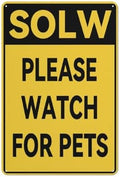 Metal Sign Slow Please Watch For Pets Vintage Metal Tin Sign Home Office Decorations 8X12 Inch