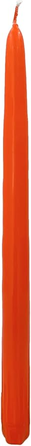 D'light Online Elegant Unscented 12" Orange Taper Candles Premium Quality Hand-Dipped Tapered Candles, Dripless and Smokeless - Set of 12 Individually Wrapped (12 Inch, Orange)