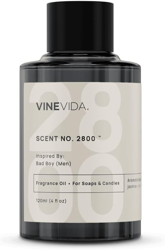 VINEVIDA [120mL] Bad Boy (Men) Fragrance Oil for Candle Making - Natural Candle Oil Scents - Soap Making Essential Oil - Made in USA
