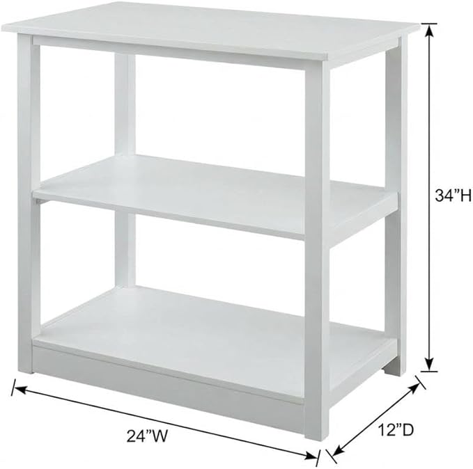 Furnifact White Bookcase with Concealed Drawer, 3 Shelves, Durable Storage Solution, Stylish Home Office and Living Room Organizer