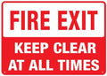 Fire Exit Keep Clear At All Times Sign 8 X 12 Inches Rust Free Aluminum - Uv Protected, Waterproof, Weatherproof And Fade Resistant - 4 Pre-Drilled Holes