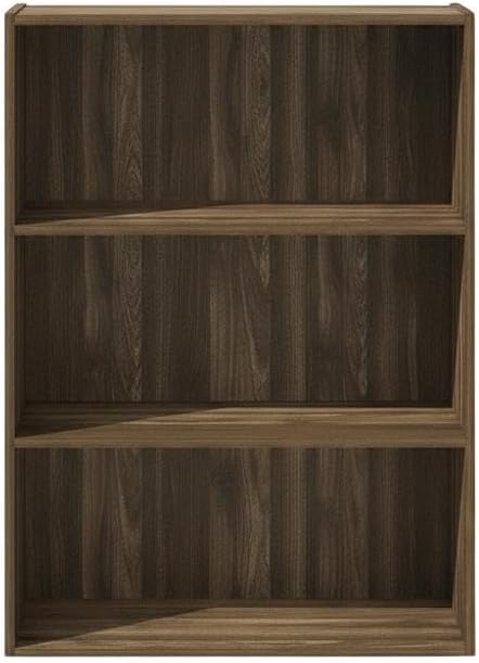 Furnifact Columbia Walnut Open Shelf Bookcase with 3-Tier Design, Durable Wood Construction for Home Office, Living Room Storage and Organization