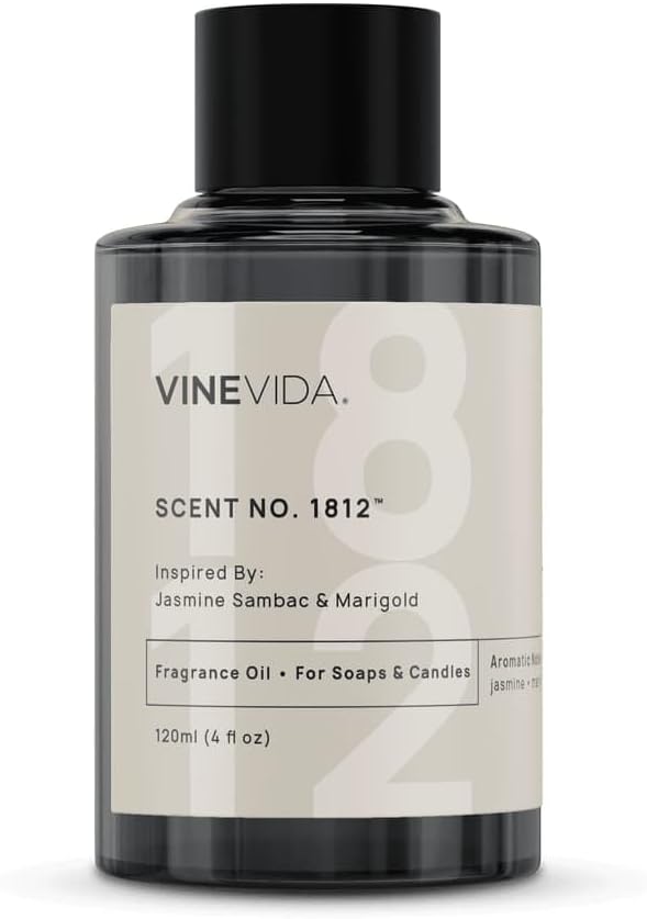 VINEVIDA [120mL] Jasmine Sambac & Marigold Fragrance Oil for Candle Making - Natural Candle Oil Scents - Soap Making Essential Oil - Made in USA