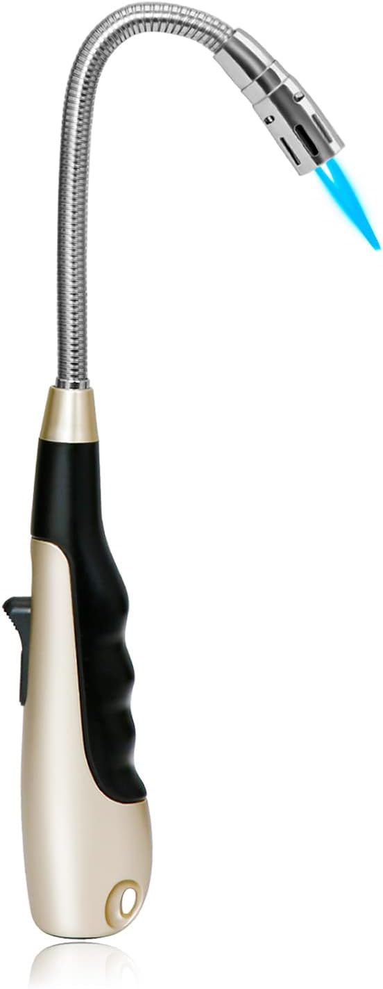 Butane Lighter Long Lighter with Visual Window for BBQ Candle,Glod(No Butane Inside)