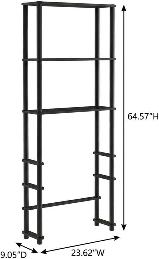 Furnifact Espresso Black Toilet Space Saver with 3 Shelves, Durable Storage Organizer, Compact Design for Bathroom, Easy to Install