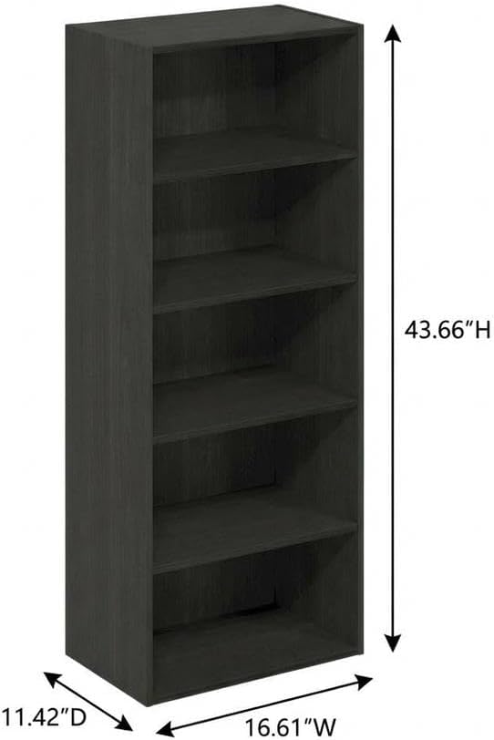 Furnifact Espresso Bookcase with Wooden Shelves, Modern Design, Durable Wood Construction, Stylish Home Office and Living Room Storage Solution