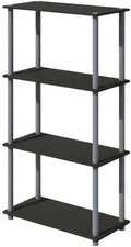 Furnifact Black Grey Bookcase with Sturdy Wood Construction, Modern Design, Easy Assembly, Suitable for Home or Office Storage