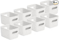 Superio Decorative Plastic Basket Open Home Storage Bins Organizer Baskets, Small, White (8 Pack) Container Boxes for Organizing Closet Storage Bins for Shelves Drawer Shelf, 1.5 Liter