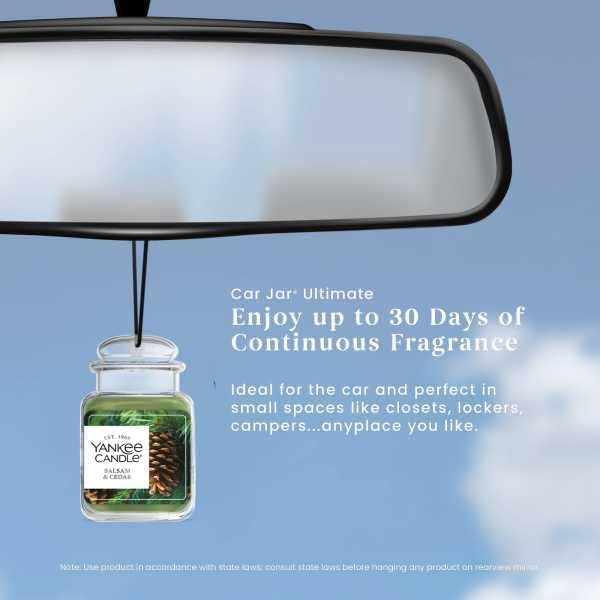 Yankee Candle Car Jar Ultimate Hanging Air Freshener, 3-Pack Set (Sparkling Cinnamon, Christmas Cookie, Balsam & Cedar) – Up to 90 Days of Fragrance (Variety Pack)