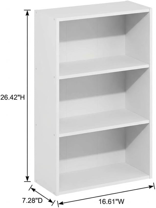 Furnifact White Bookcase, Sleek Wooden Design, Versatile Storage for Living Room or Office, Modern Style, Durable Construction