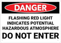 Danger Flashing Red Light Indicates Hazardous Atmosphere Do Not Enter Sign For House 12" X 8" Yard Sign, Premium Aluminum, Sun-Proof, Rust-Free