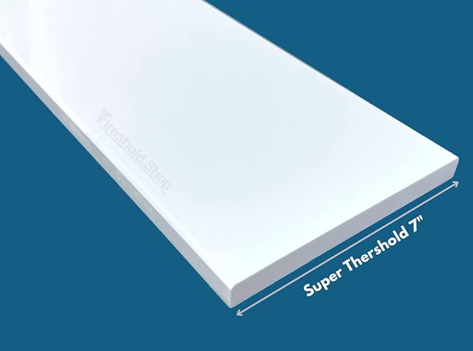 Super White Engineered Marble Threshold for Shower Curb, Bathroom Vanity Backsplash, Window Sill, Door Transitions (7" x 60")