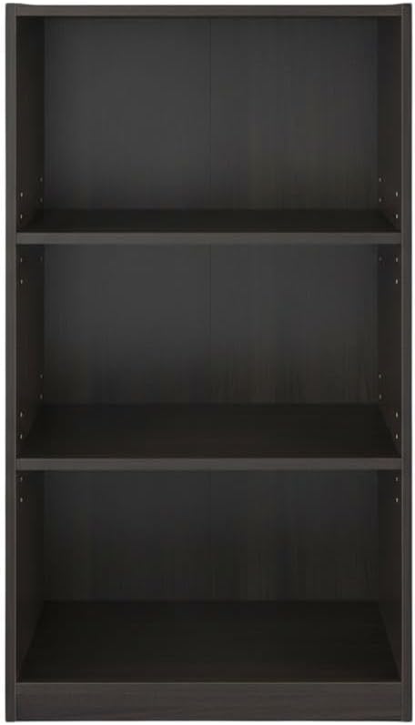 Furnifact Espresso 3-Shelf Bookcase with Sturdy Construction, Spacious Shelves for Books and Decor, Stylish Modern Design for Living Room or Office