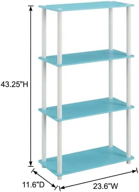 Furnifact Light Blue White Bookcase with Durable Wood Construction, Modern Design, Versatile Storage, Stylish Home Office and Living Room Decor