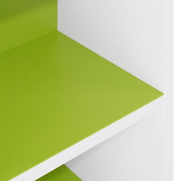 Furnifact Green White 4-Tier Open Shelf Bookcase, Wooden Storage Organizer, Modern Design, Durable Wood Material, Suitable for Living Room or Office