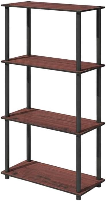 Furnifact Dark Cherry Black Bookcase with Sturdy Wooden Construction, Elegant Storage Solution, Modern Design for Home and Office Organization