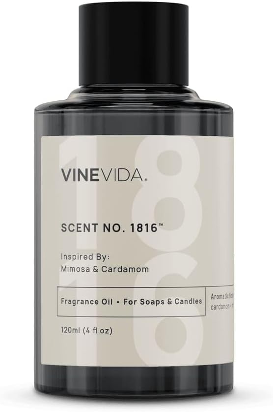 VINEVIDA [120mL] Mimosa & Cardamom Fragrance Oil for Candle Making - Natural Candle Oil Scents - Soap Making Essential Oil - Made in USA