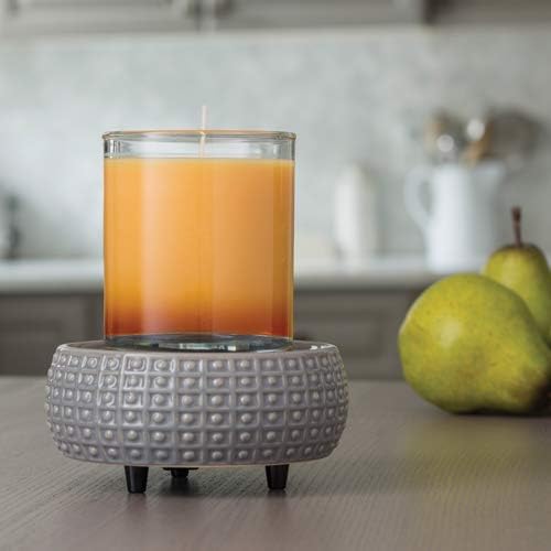 Candle Warmers Etc 2-In-1 Candle and Fragrance Warmer For Warming Scented Candles or Wax Melts and Tarts With To Freshen Room, Slate