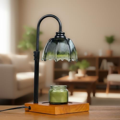 Candle Warmer Lamp, Candle Warmer for Jar Candles with Timer Dimmer & Adjustable Height, Flameless & Safe, Wood Base, 2 Bulbs Included – Home Decor for Bedroom & Relaxation, Housewarming Gift