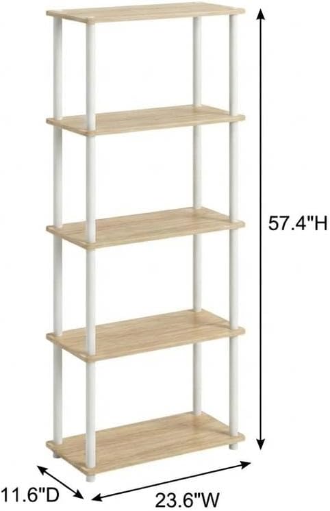 Furnifact White Bookcase, Sonoma Oak, Modern Design, Sturdy Wood, Spacious Shelves, Versatile Storage for Home or Office