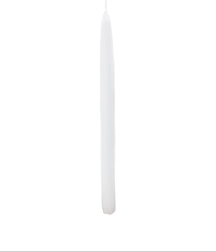 D'light Online White Taper Candles, 10 Inch Premium Quality Candles Hand-Dipped Tapered Candles, Dripless, Smokeless and Unwrapped Bulk Pack for Events - Set of 12 (10 Inch, White)