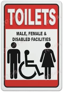 Metal Tin Sign Toilets Door Business Retail Shop Notice Sign Indoor & Outdoor Use Safety Warning Sign 12""X8"", Acrylic2